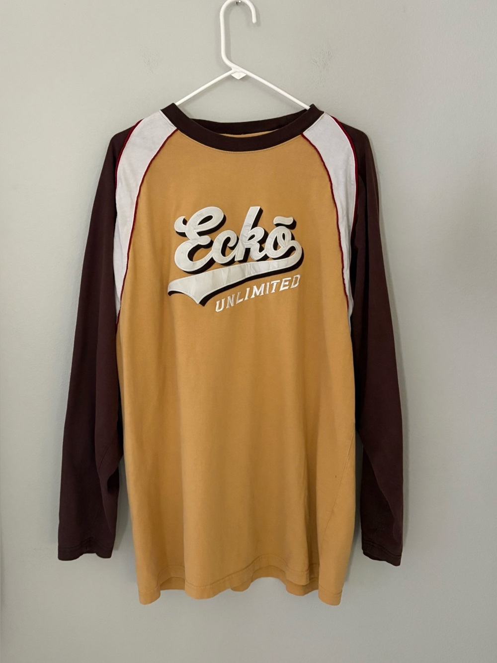 Vintage Ecko Unltd Raglan Long Sleeve Shirt XL Y2K Skater Colorblock Knit
